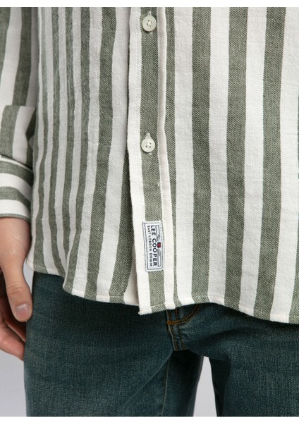 Regular Fit Zümrüt Yeşili Erkek Gömlek 252 Lcm 241004 Cızjo Ekru-Zümrüt
