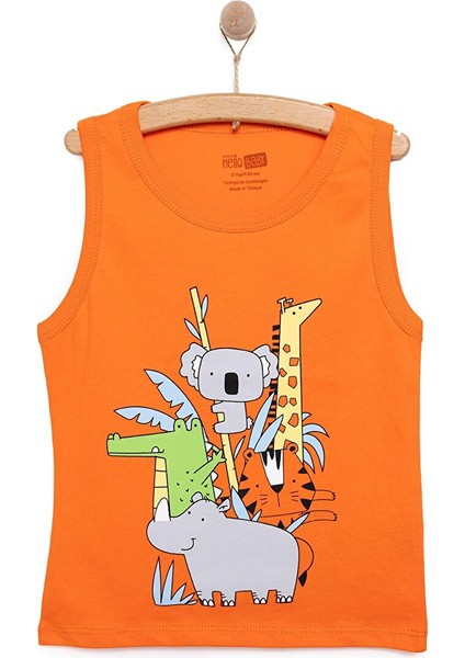 Basic Erkek Hayvan Baskılı Atlet Tshirt Erkek Bebek