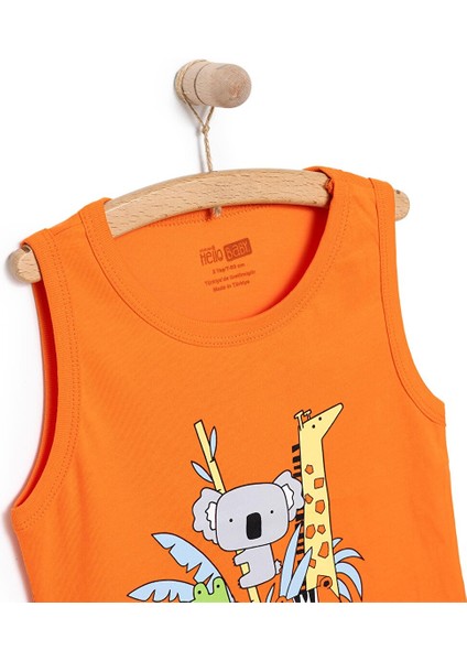 Basic Erkek Hayvan Baskılı Atlet Tshirt Erkek Bebek