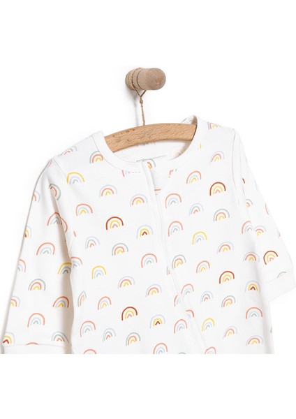 Kız Gökkuşağı Desenli Fermuarlı Patiksiz Tulum Kız Bebek modelleri