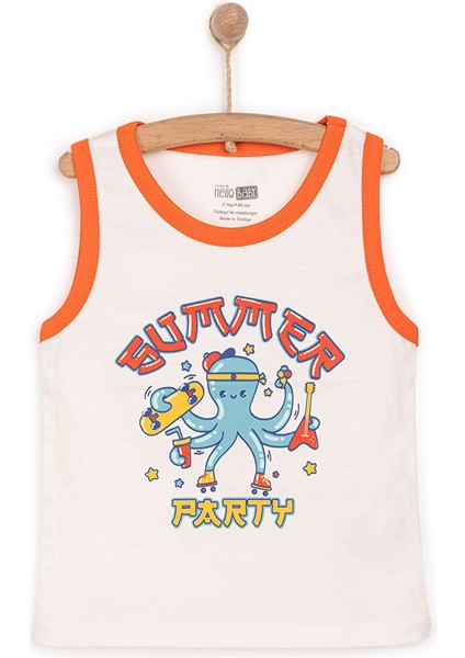 Basic Erkek Ahtapot Baskılı Atlet Tshirt Erkek Bebek