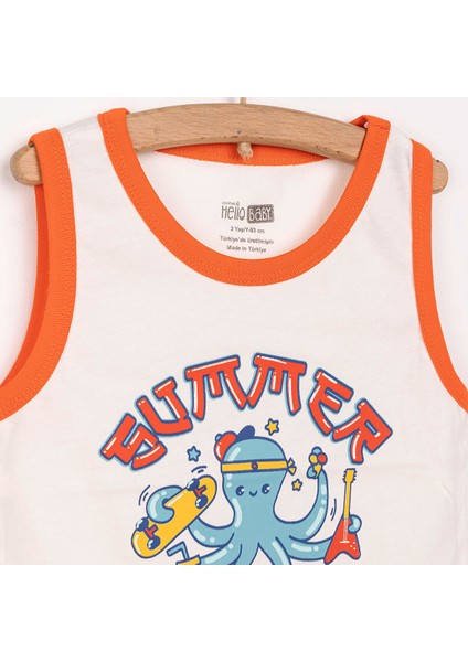 Basic Erkek Ahtapot Baskılı Atlet Tshirt Erkek Bebek