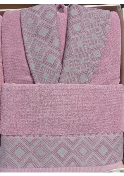 Snazzy Antrasit Pembe Aile Bornoz Seti Özdilek Bornoz Set