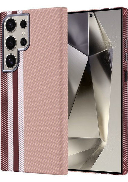 Samsung Galaxy S24 Ultra Kılıf Kablosuz Şarj Özellikli Karbon Fiber Görünümlü Nekst Kapak
