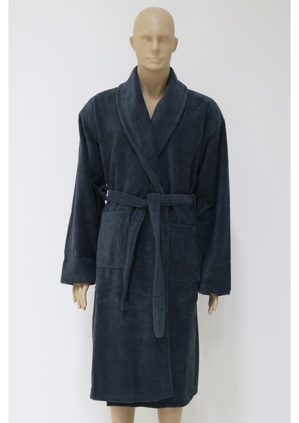 Antrasit uniseks şal yaka tek parça pamuk bornoz, rahat ve şık tasarım fiyatları