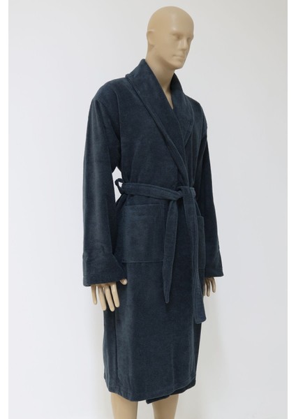 Antrasit uniseks şal yaka tek parça pamuk bornoz, rahat ve şık tasarım modelleri