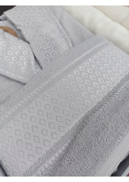 Yumuşak ve konforlu gri krem banyo seti, 5 parça, pamuk malzeme fırsatları