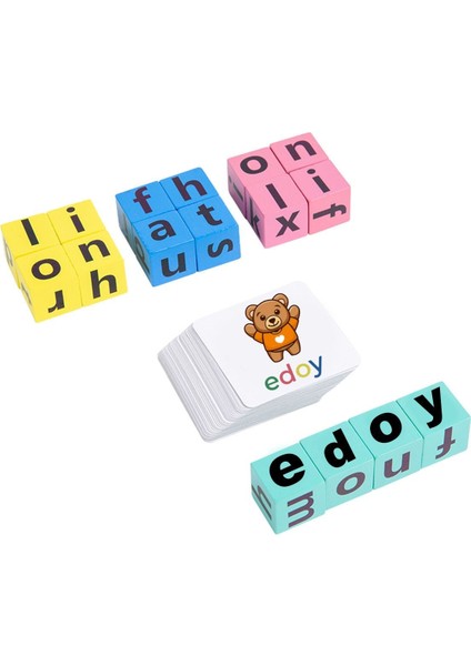 Türkçe Bulmaca Oyunu 16 Küp 40 Türkçe Kart ve Zil Eğitici Oyuncak modelleri