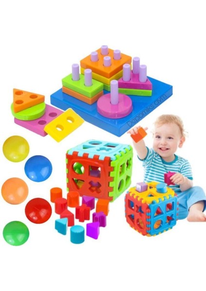 Geometrik Şekiller Bulmaca Bul Tak Puzzle Eğitici Zeka Geliştirici Set Top Hediyelidir