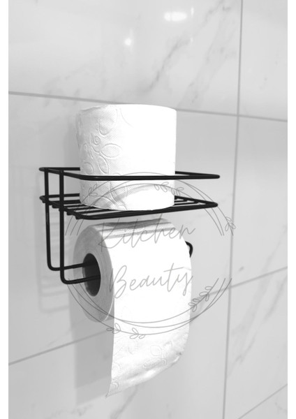 Yapışkanlı Tuvalet Kağıdı Tutacağı Yedekli Tuvalet Kağıtlığı Wc Kağıtlık Tutucu Askısı Siyah
