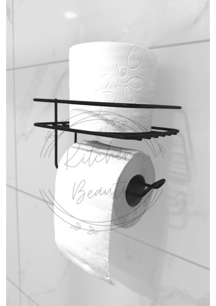 Yapışkanlı Tuvalet Kağıdı Tutacağı Yedekli Tuvalet Kağıtlığı Wc Kağıtlık Tutucu Askısı Siyah