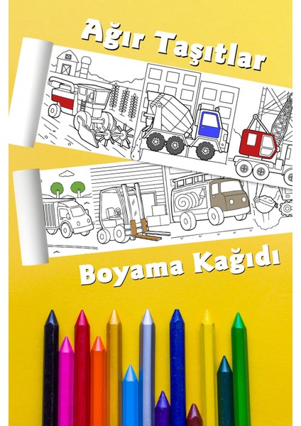 Ağır Taşıtlar Temalı Dev Boyama Kağıdı 2,5 Metre Rulo Boyama Kağıdı - Çocuk Eğitici Boyama fiyatları