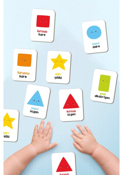 Şekilleri ve Renkleri Öğreniyorum Ahşap Eşleştirme Kartları Hafıza Oyunu Zeka Kartları