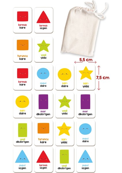 Şekilleri ve Renkleri Öğreniyorum Ahşap Eşleştirme Kartları Hafıza Oyunu Zeka Kartları modelleri