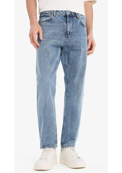 %100 Pamuk 90's Slim Fit Dar Kalıp Yüksek Bel Dar Paça Jean Pantolon E1614AX25SP