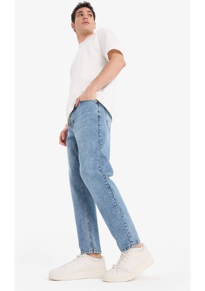 %100 Pamuk 90's Slim Fit Dar Kalıp Yüksek Bel Dar Paça Jean Pantolon E1614AX25SP