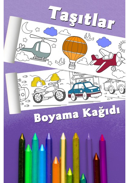 Taşıt Temalı Dev Boyama Kağıdı 2,5 Metre Rulo Boyama Kağıdı - Çocuk Eğitici Boyama fiyatları