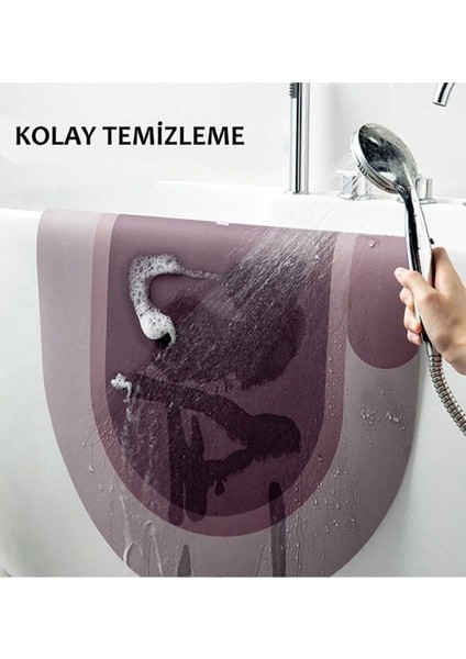 Mavi su emici banyo paspası, kaymaz taban, 60x33 cm, 3,5 mm, tek parça