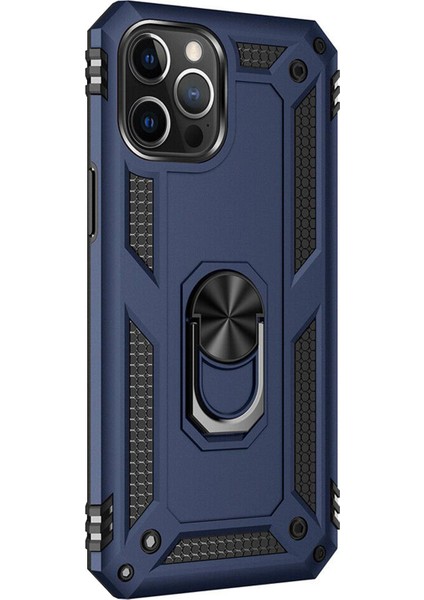 Apple iPhone 12 Pro 6.1 '' Yüzüklü Tank Kılıf Lacivert