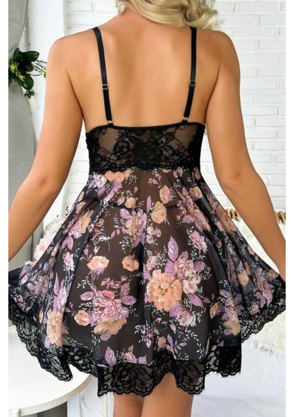 Siyah Desenli Mini Gecelik 66800