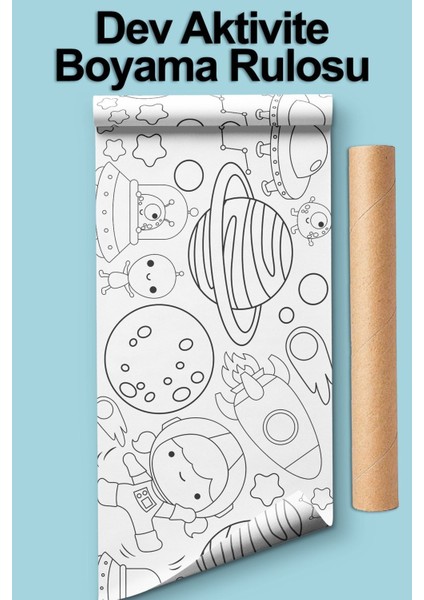 Uzay ve Gezegenler Dev Boyama Kağıdı 2.5 Metre Tatil Aktivite Rulosu - Çocuk Eğitici Rulo Kağıt fiyatları