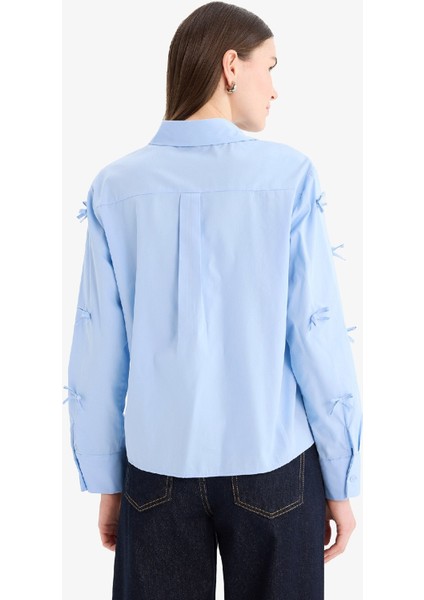 Regular Fit Desneli Poplin Uzun Kollu Gömlek Tunik F2724AX25SP