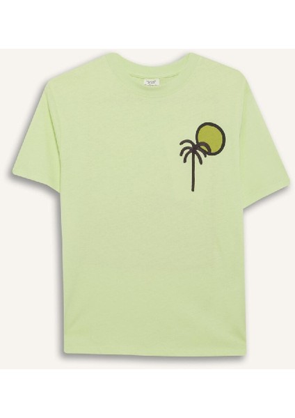 Erkek Çocuk Bisiklet Yaka Sırt Baskılı Kısa Kollu Tişört