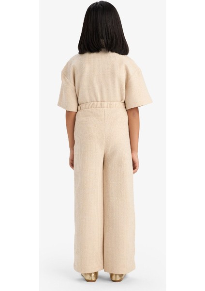Kız Çocuk Beli Lastikli Wide Leg Geniş Bol Paça Bürümcük Pantolon E1103A825SP