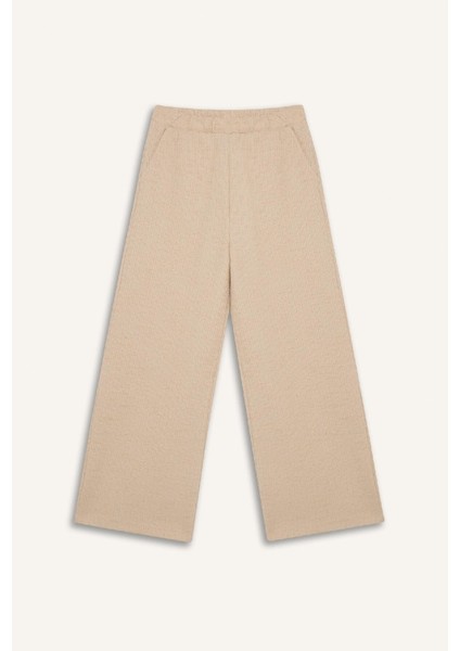 Kız Çocuk Beli Lastikli Wide Leg Geniş Bol Paça Bürümcük Pantolon E1103A825SP