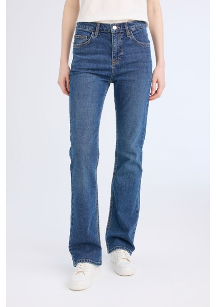 Yüksek Bel Geniş Paça Cepli Jean Pantolon D7971AX25SP