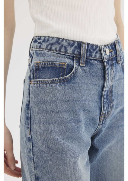 Straight Wide Yüksek Bel Geniş Paça Uzun Jean Pantolon D7979AX25SP