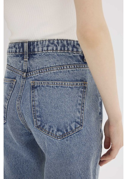 Straight Wide Yüksek Bel Geniş Paça Uzun Jean Pantolon D7979AX25SP