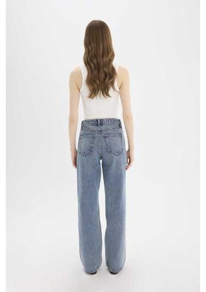 Straight Wide Yüksek Bel Geniş Paça Uzun Jean Pantolon D7979AX25SP