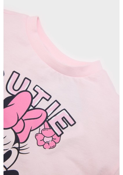 Kız Bebek Disney Mickey & Minnie 2'li Takım Kısa Kollu Tişört Fitilli Kaşkorse Esnek Belli Tayt E4849A525SM fırsatları