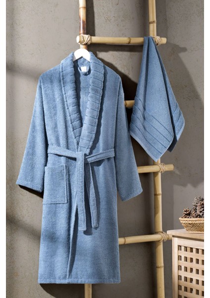 Mavi %100 pamuklu şık banyo bornoz takımı, konfor ve tarz bir arada, set veya tek. fiyatları