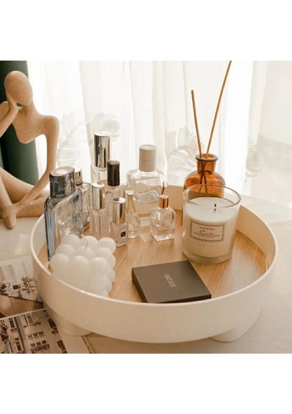 Dekoratif Ayaklı Tepsi Makyaj Takı Düzenleyici Stand Sunumluk Organizer Banyo Mutfak Düzenleyici