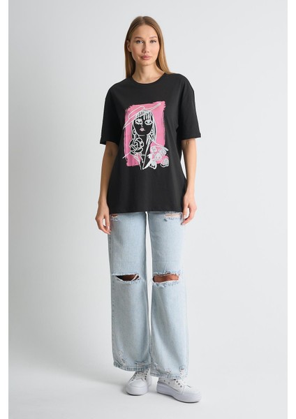 Alexandergardı Baskılı Bisiklet Yaka Kadın T-Shirt