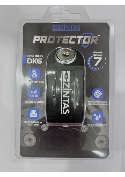 Protector Alarmlı Disk Kilidi 6mm 120 Db