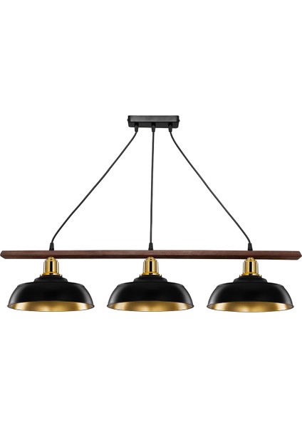 Karya Üçlü Sıralı Avize Siyah - Gold fiyatları