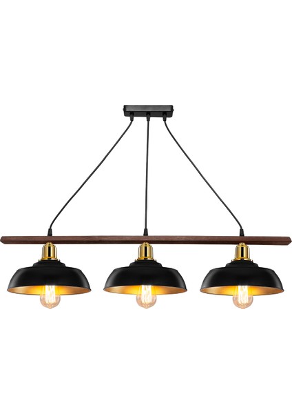 Karya Üçlü Sıralı Avize Siyah - Gold modelleri