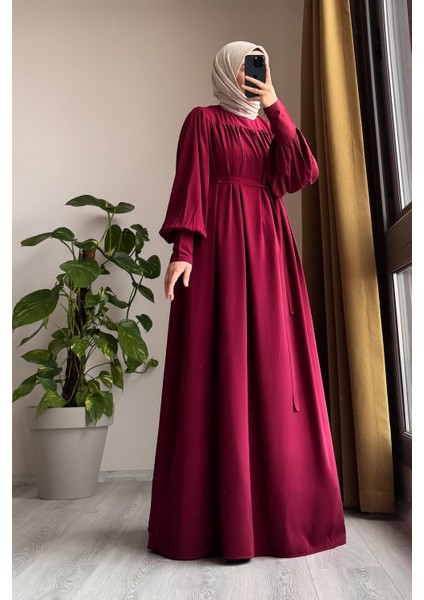 Fermuar Manşetli Elbise- Bordo modelleri