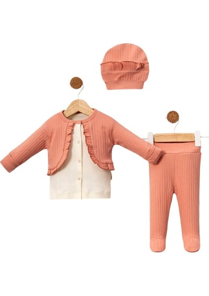 Pamuklu Yenidoğan Kız Bebek 3 Lu Set Zıbın Takım Hediyelik