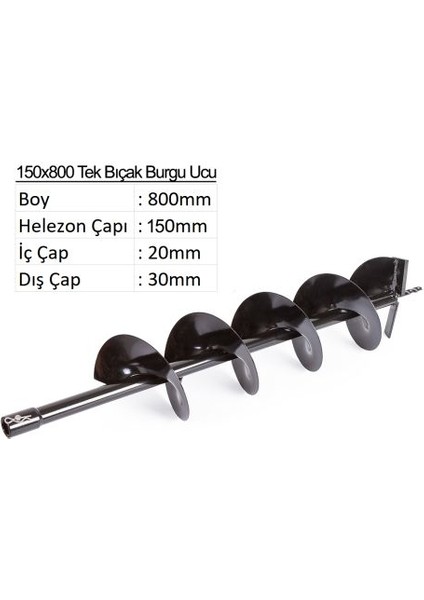 Tek Bıçak Toprak Burgu Ucu YP-TB-150X800 mm