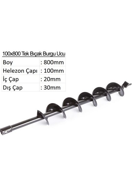 Tek Bıçak Toprak Burgu Ucu YP-TB-100X800 mm