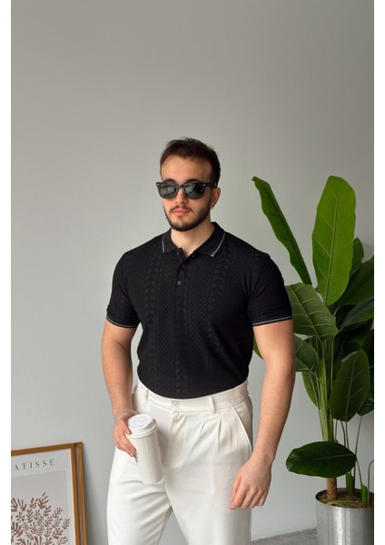Borili Erkek Polo Yaka Pamuk Karışımlı Etnik Desenli Regular Fit Kısa Kollu Tişört fiyatları