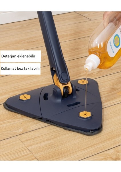 Kendinden Sıkmalı Üçgen Mop Cam Duvar Yer Silebilen Yedek Mikrofiber Bezli Paspas