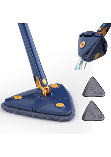 Kendinden Sıkmalı Üçgen Mop Cam Duvar Yer Silebilen Yedek Mikrofiber Bezli Paspas