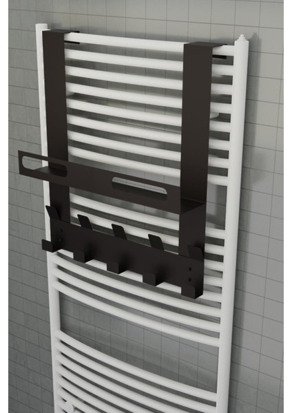 Şık Siyah Metal Raflı ve Askılı Havlupan, Banyo Dekorasyonunu Tamamlar indirimleri