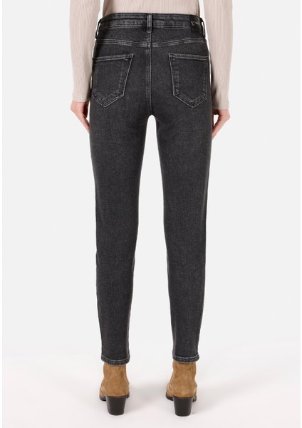 703 Carla Slim Fit Orta Bel Dar Paça Kadın Mavi Jean Pantolon