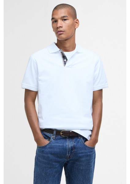 Premium Tartan Pique Polo Yaka WH11 White